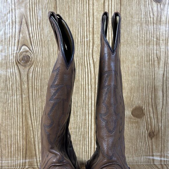 DAN POST Cowboy Western Boots Size 8 E Classic Brown Leather Boots - Picture 10 of 16